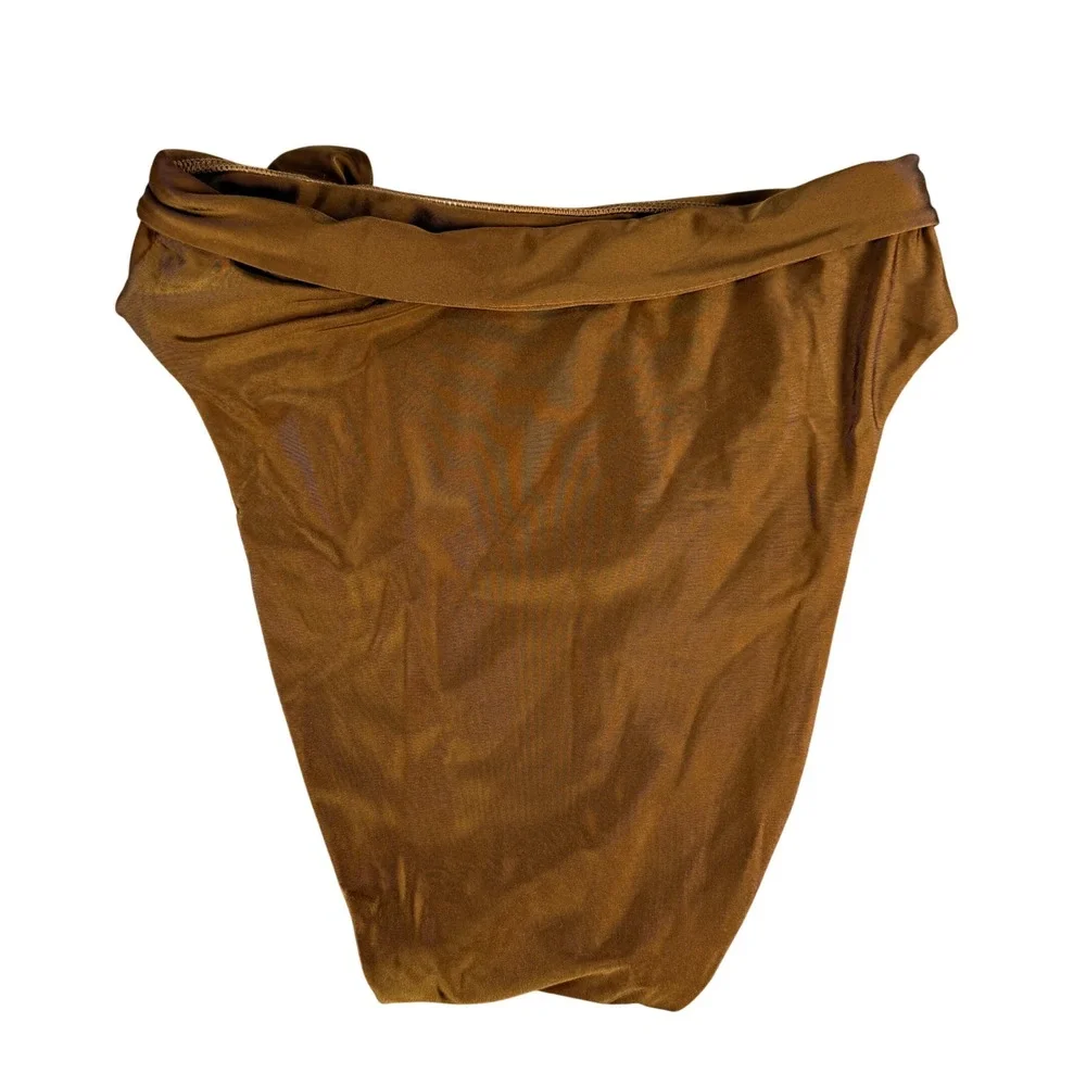 Sidway Womens Bikini Bottom High Waist Bow Detail‎ Medium Bronze Nylon Blend